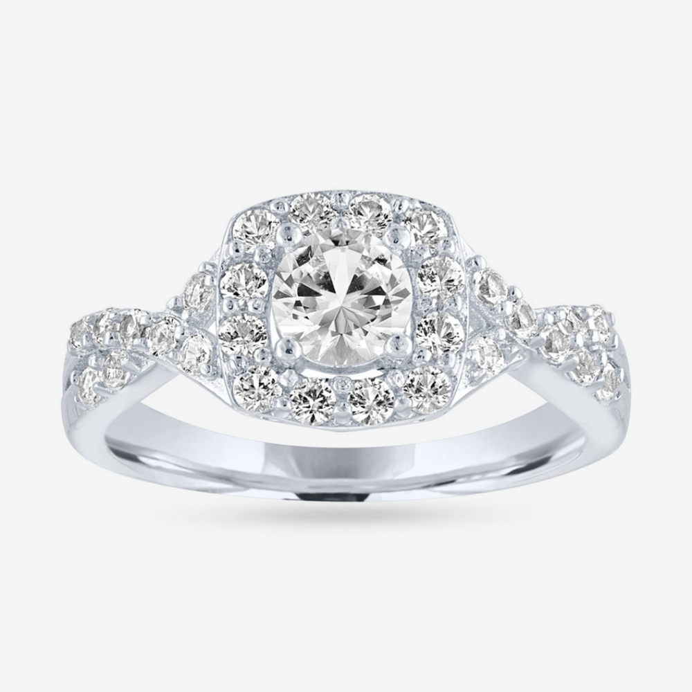 Brand New White Genuine Sapphires Sterling Silver Cocktail Ring 7